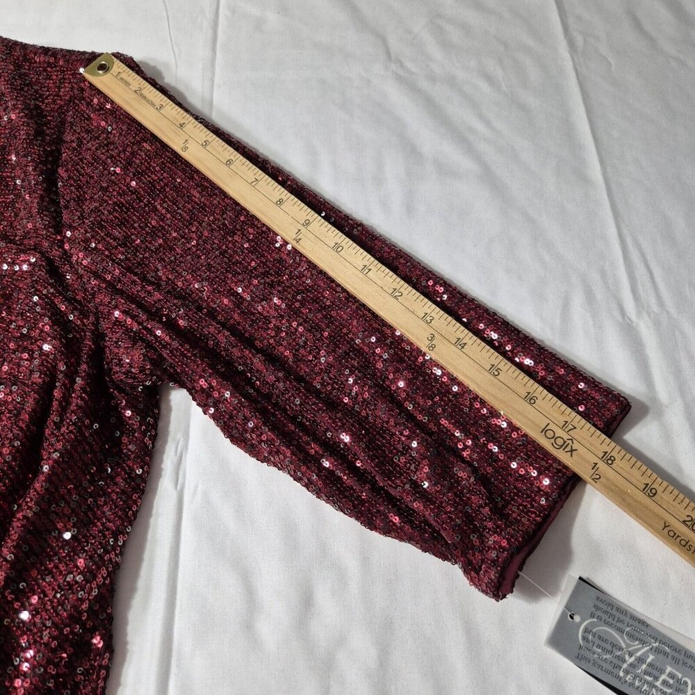Alex Evenings Women's Size 2X Red Sequined Cowl Neck Blouse Tunic Top Plus (46) - Picture 14 of 14